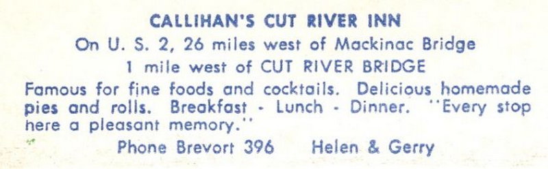Cut River Inn (Fishers Bar and Restaurant, Callihans) - Cut River Inn Postcard (newer photo)
